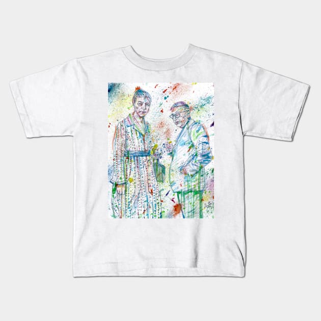 SARTRE and SIMONE DE BEAUVOIR watercolor portrait .2 Kids T-Shirt by lautir